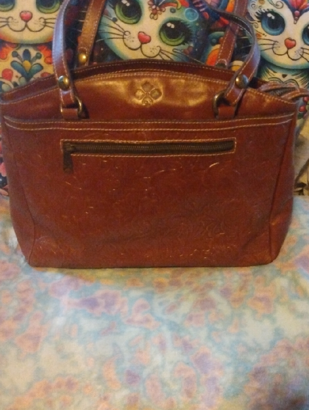 Patricia Nash Brown Embossed Leather Shoulder Bag